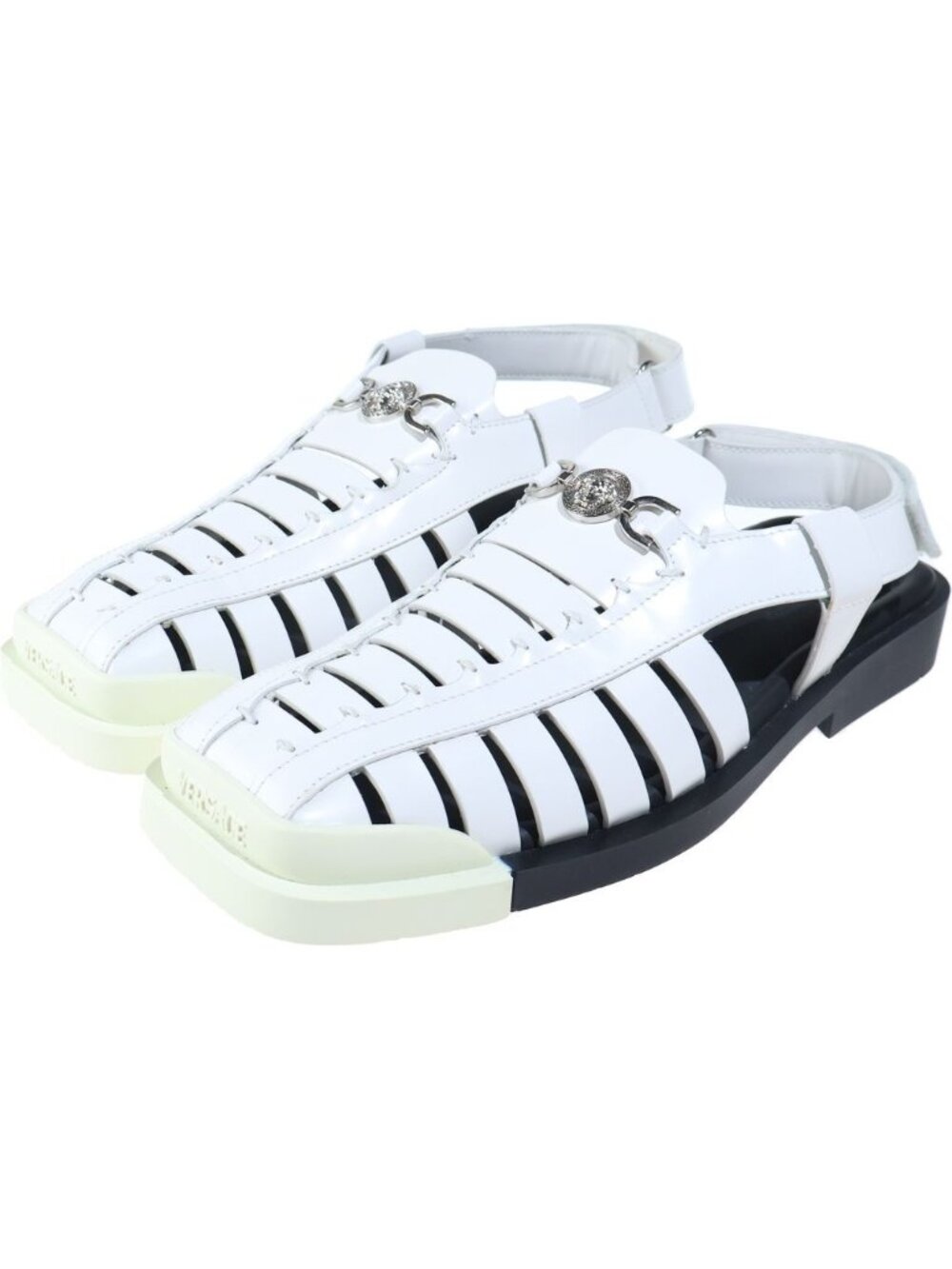Versace Medusa Leather Sandals Emblem White